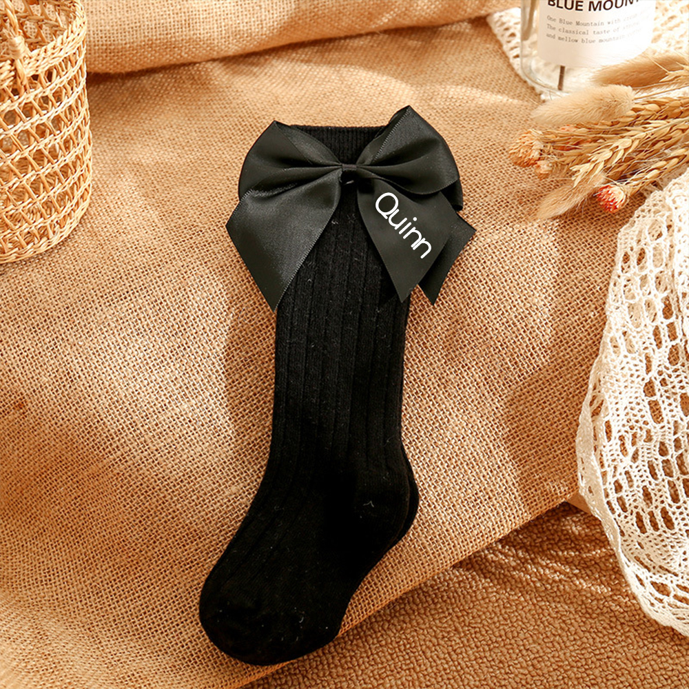 Personalized Baby Girl Satin Bow Socks | CWBaby434