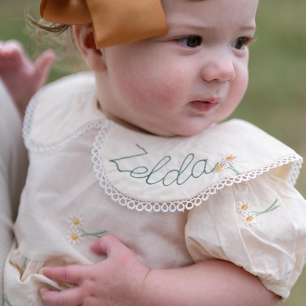 Personalized Girl's Monogrammed Floral Cotton Dress | CWBaby440