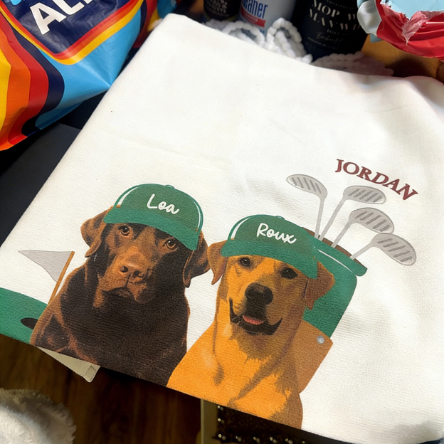 Personalized Pet Portrait Golf Towel For Golf Lover | CWGift36