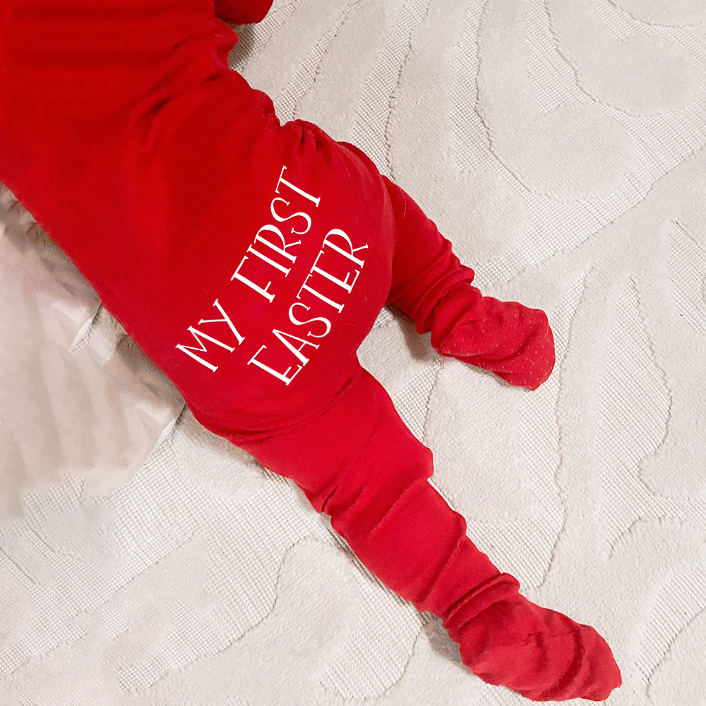 Personalized Baby First Easter Cozy Soft Long Sleeve Romper | CWEaster91