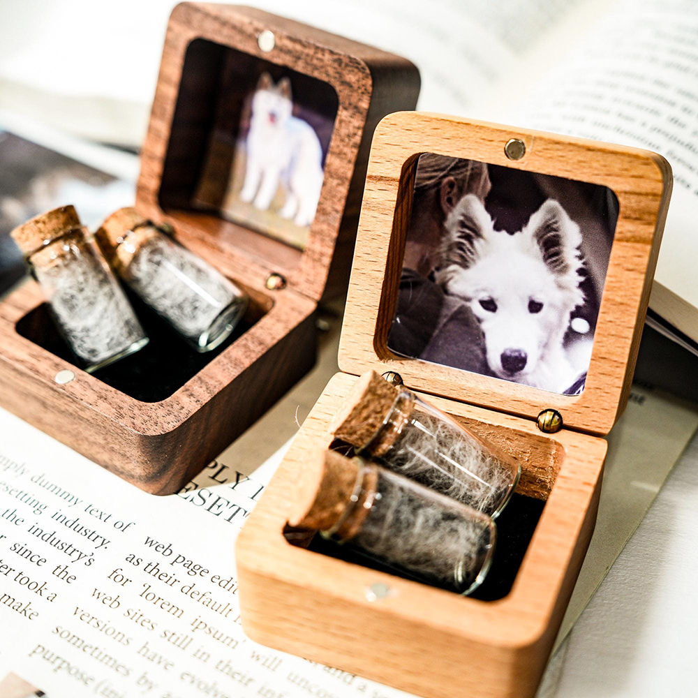 Personalized Wooden Pet Memorial Fur Keepsake Box | BKPet421