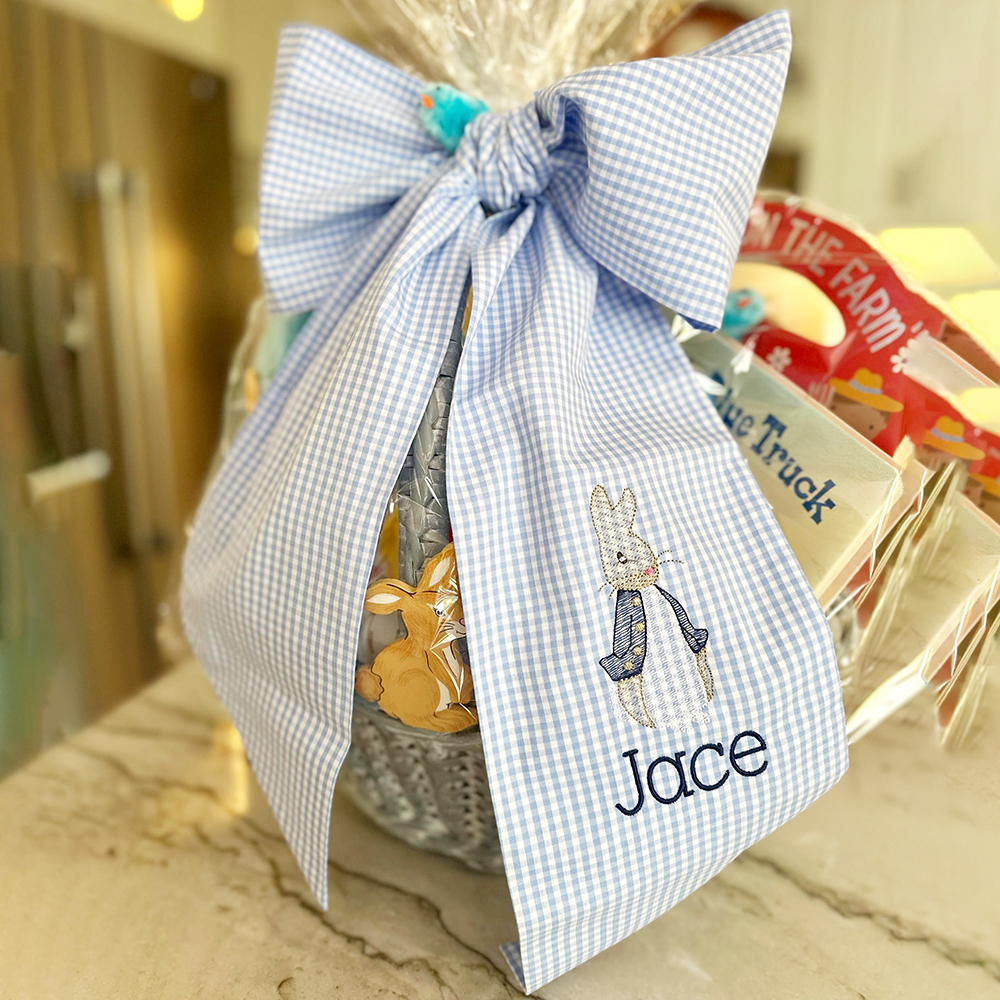 Personalized Embroidery Cotton Easter Basket Sash | CWEaster93