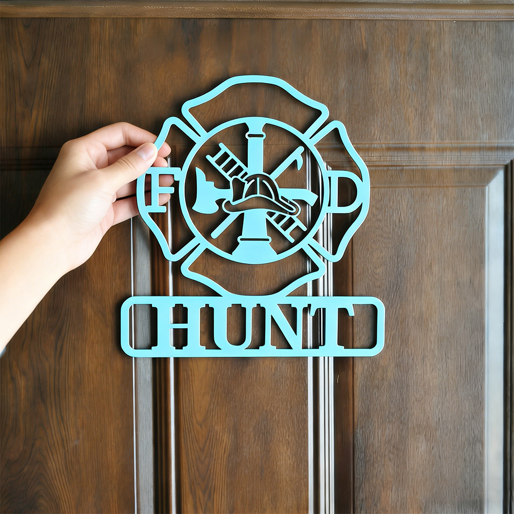 Personalized Firefighters Maltese Cross Door Sign | CWBaby448