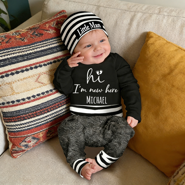 Personalized Little Man Coming Home Outfits Set | CWBaby451