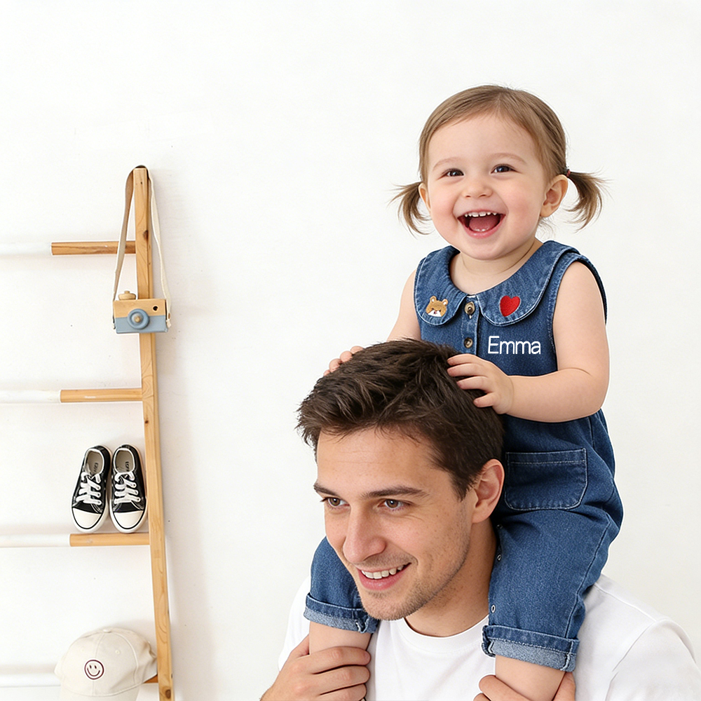 Personalized Baby Lovely Cozy Denim Overalls | CWBaby455