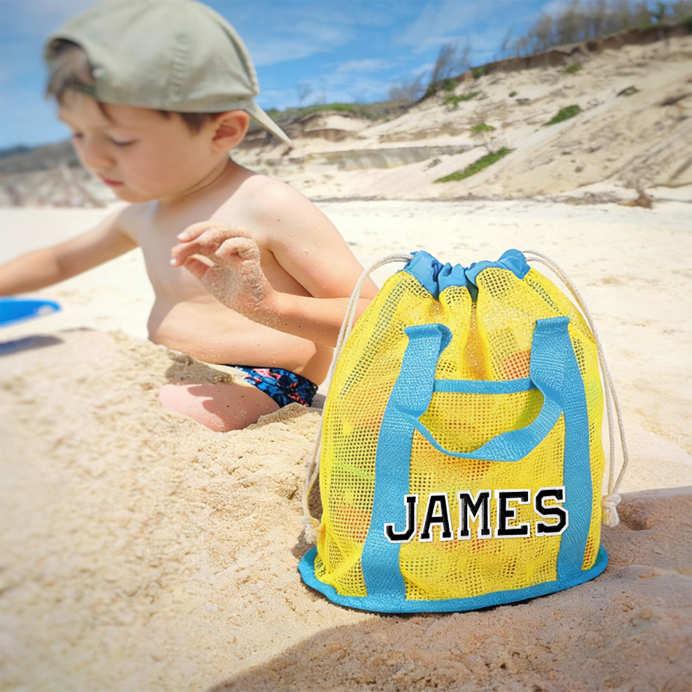 Personalized Letter Patch Summer Beach Mesh Bag | CWBeach219
