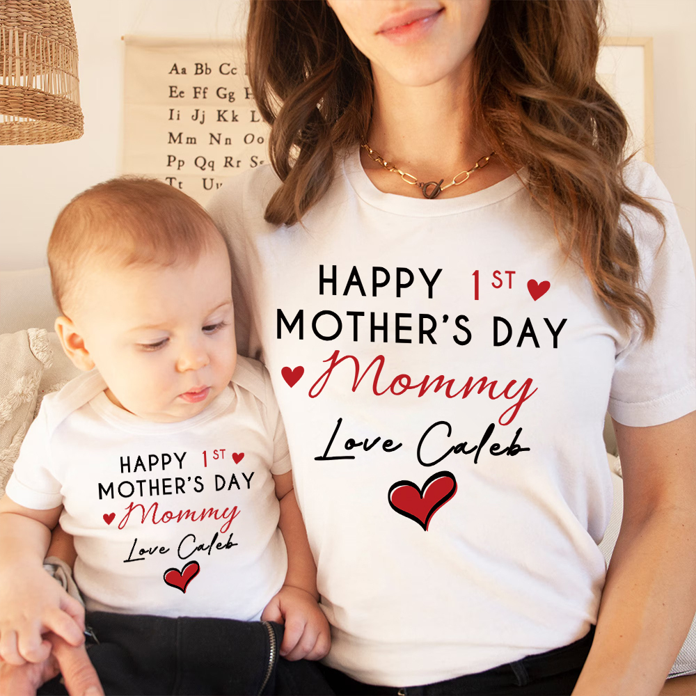 Personalized First Mother's Day Mommy and Baby Outfit | CWFamily140