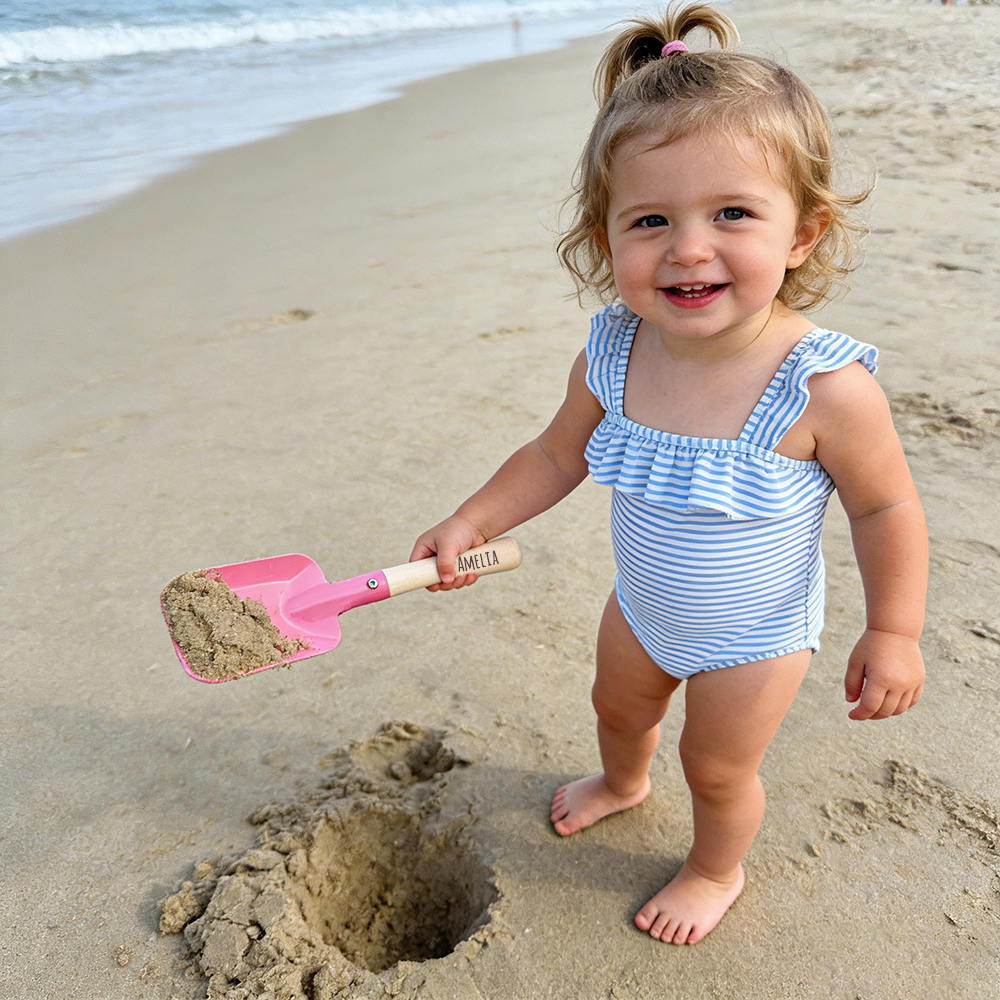 Personalized Kid Beach Wooden Handle Metal Shovel | CWBeach229