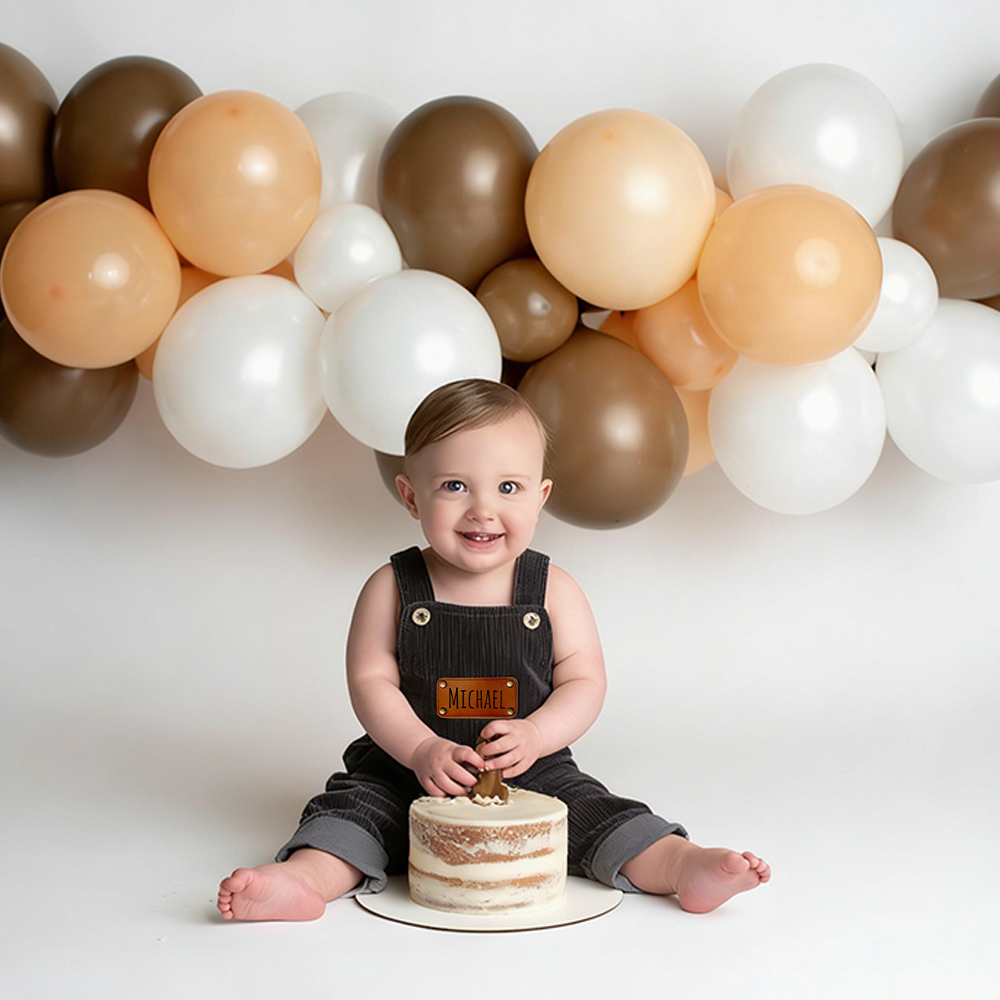 Personalized Leather Patch Corduroy Baby Suspenders Overalls | CWBaby468