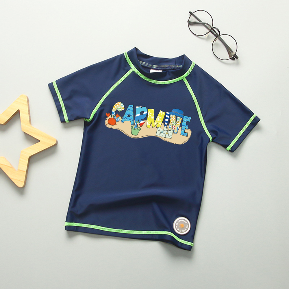 Personalized Kid Summer Beach Swim Suit Shirt | CWBeach232
