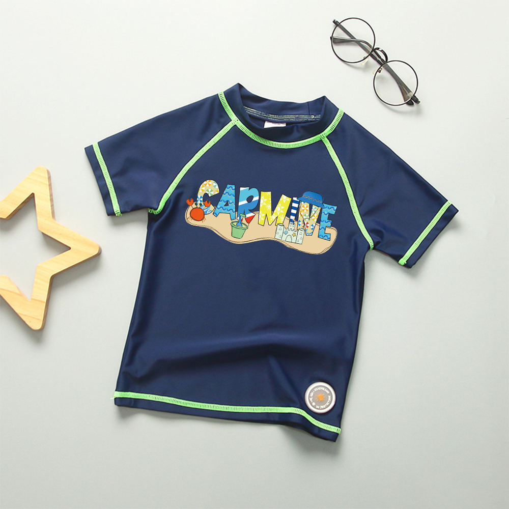 Personalized Kid Summer Beach Swim Suit Shirt | CWBeach232