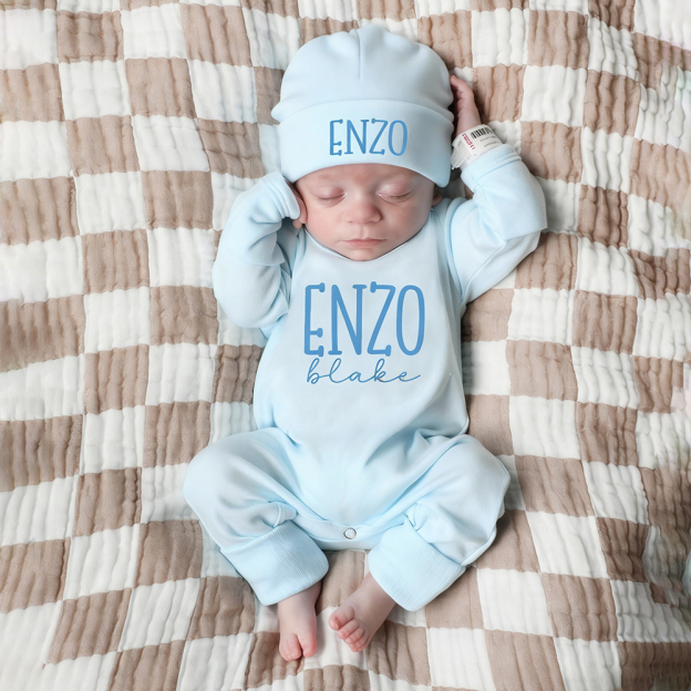 Personalized Baby Coming Home Romper and Hat Set | CWBaby473