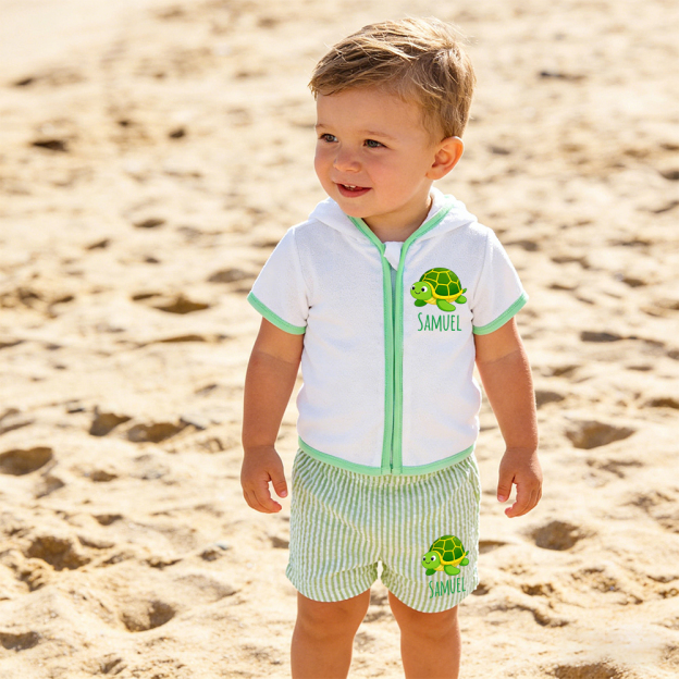 Personalized Kid Swim Cover up Hooded Robe Zippered Outfit | CWBaby45901