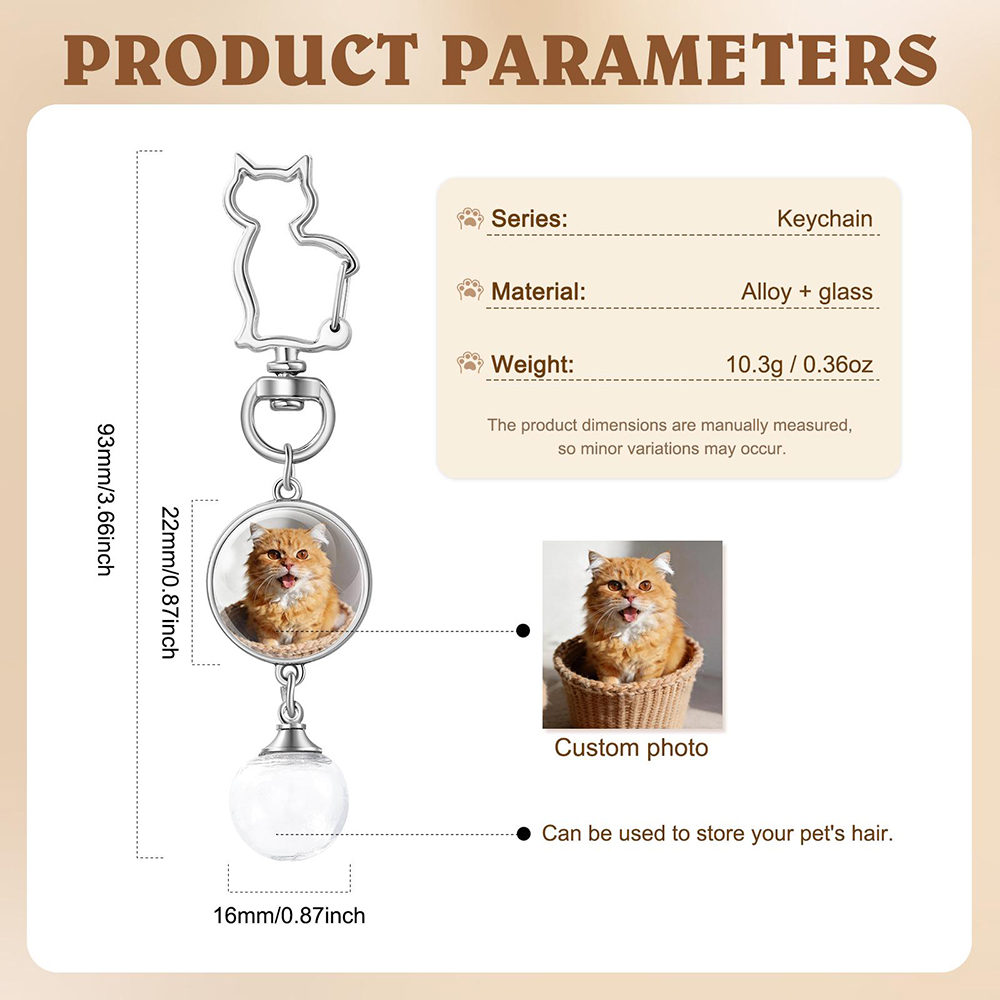 Personalized Pet Memorial Photo Glass Locket & Ashes Urn | BKPet455
