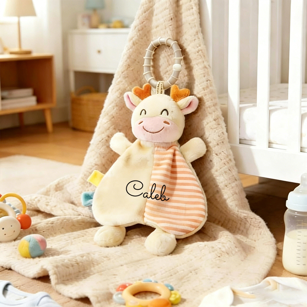 Personalized Baby Animal Bed Hanging Stripe Cuddle Toy | CWToy187