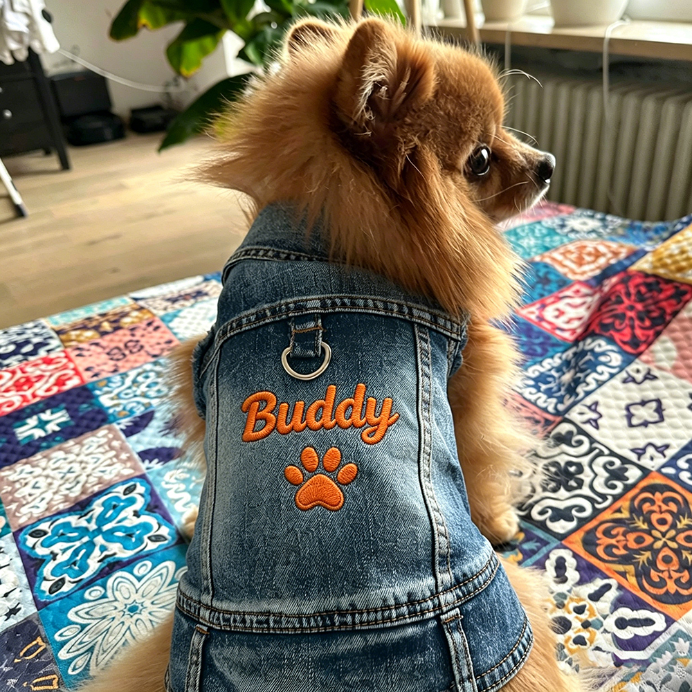 Personalized Embroidered Pet Denim Jacket | BKPet464