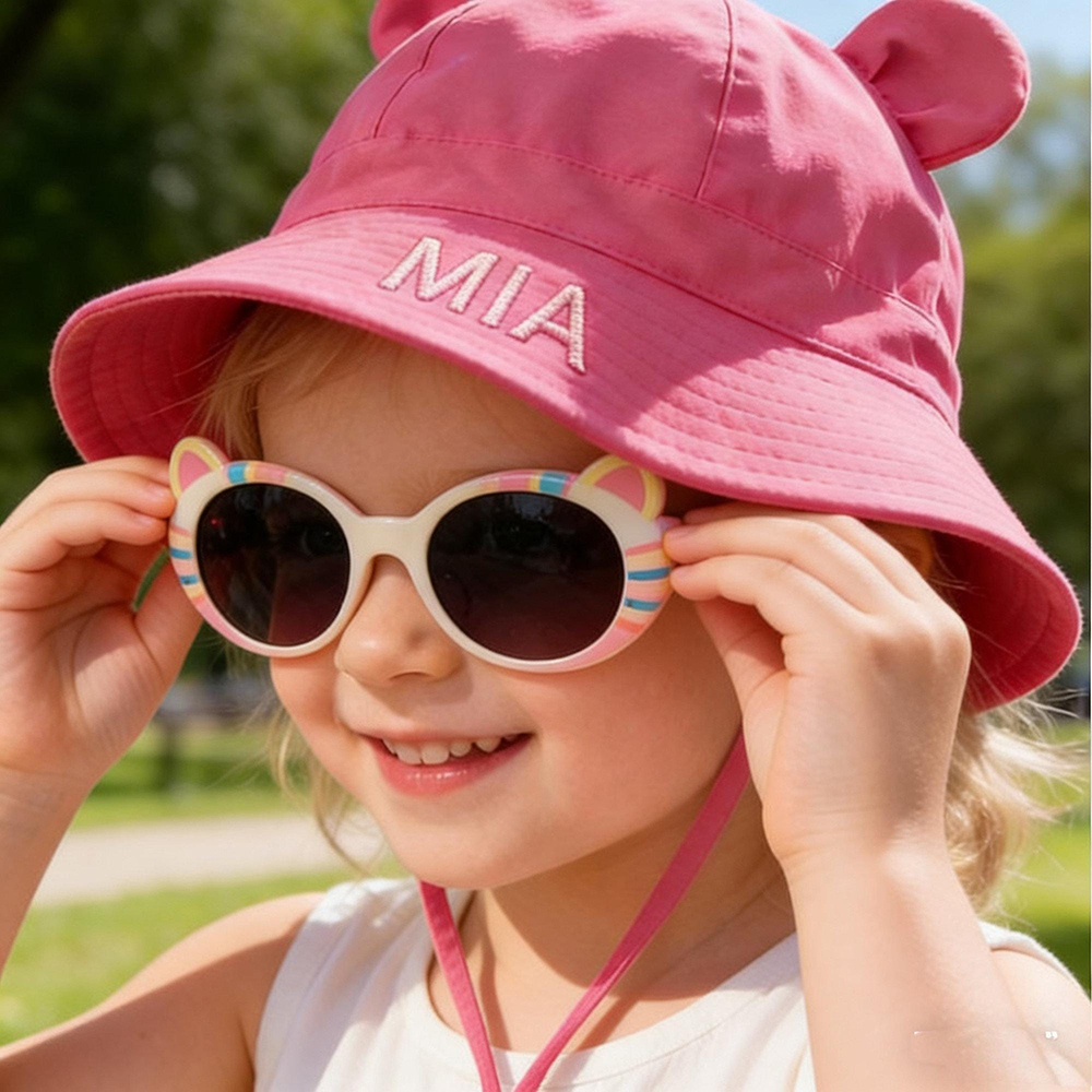 Personalized Embroidery Baby Sun Hat with Bear Ears | CWBeach236