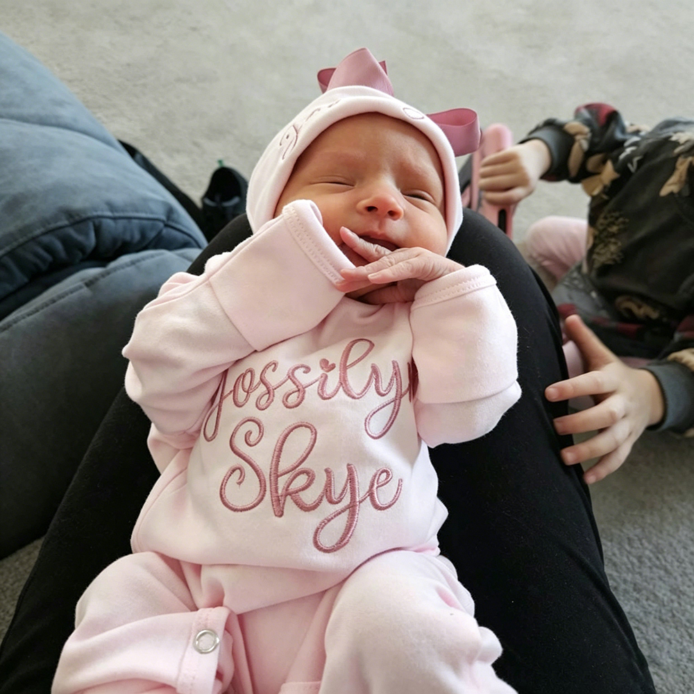 Personalized Embroidery Baby Girl Coming Home Romper and Hat Set | CWBaby488