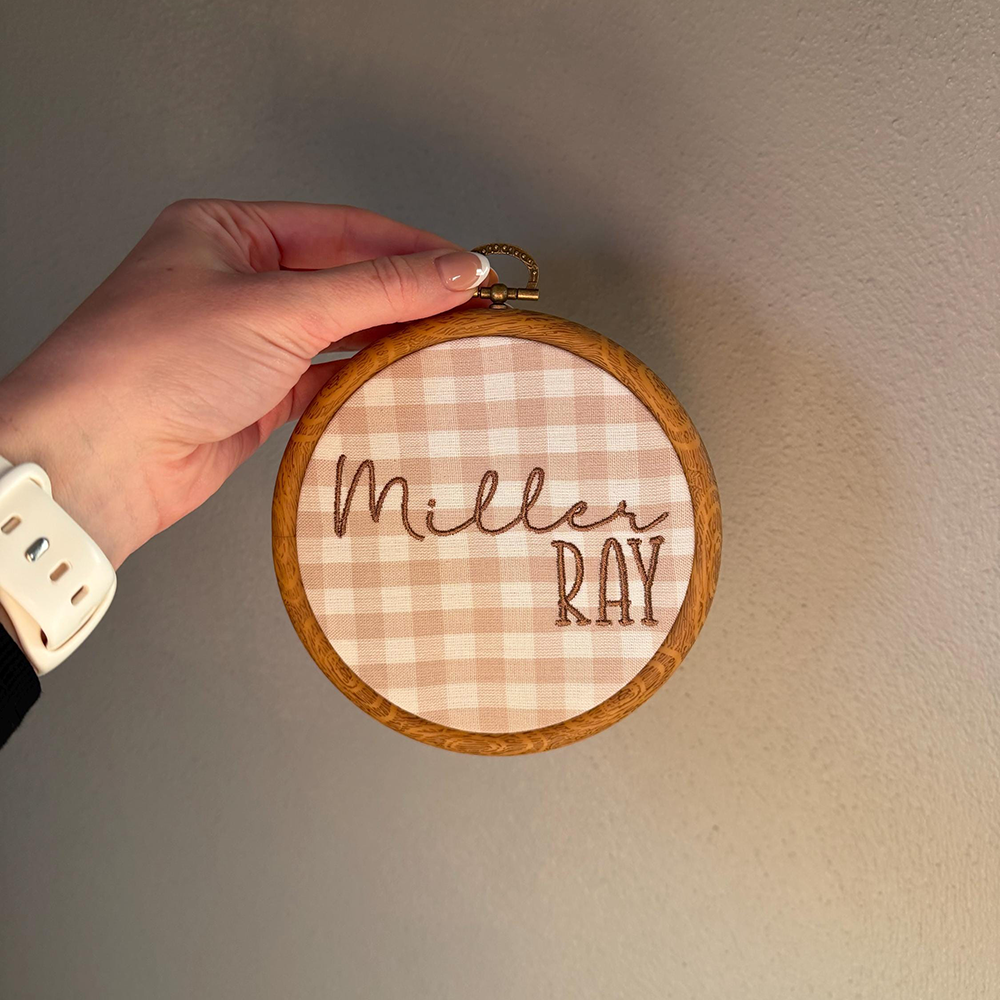 Personalized Hand Embroidery Baby Name Announcement Sign | CWBaby500