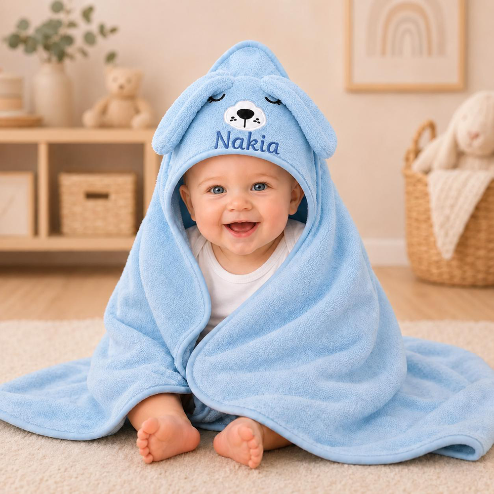 Personalized Embroidered Baby Animal Hooded Towel  | CWBaby502