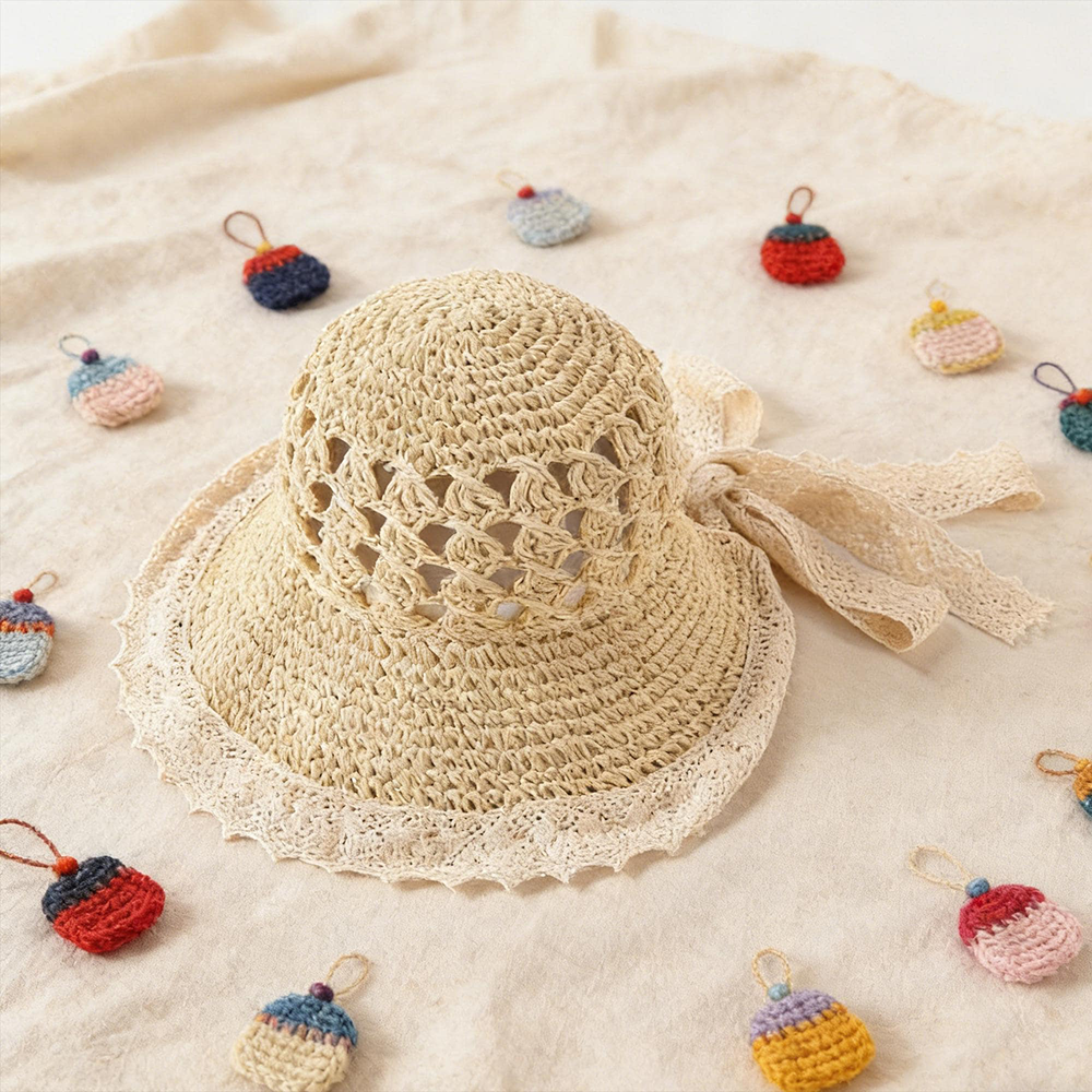 Personalized Hand Embroidered Crochet Straw Sun Hat | CWBeach248