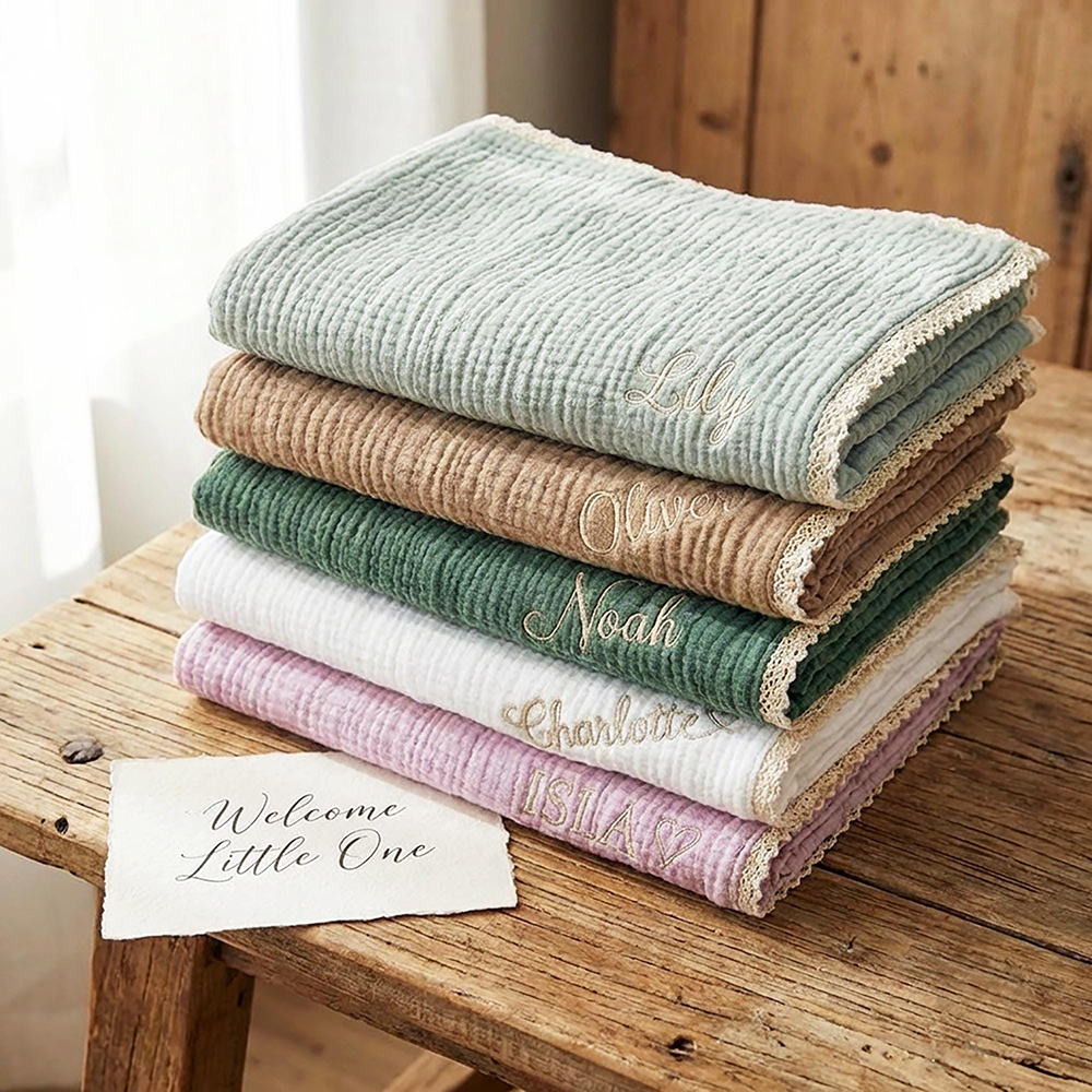 Personalized Embroidered Name Baby Swaddle Blanket for Unique Gift | CWBaby78
