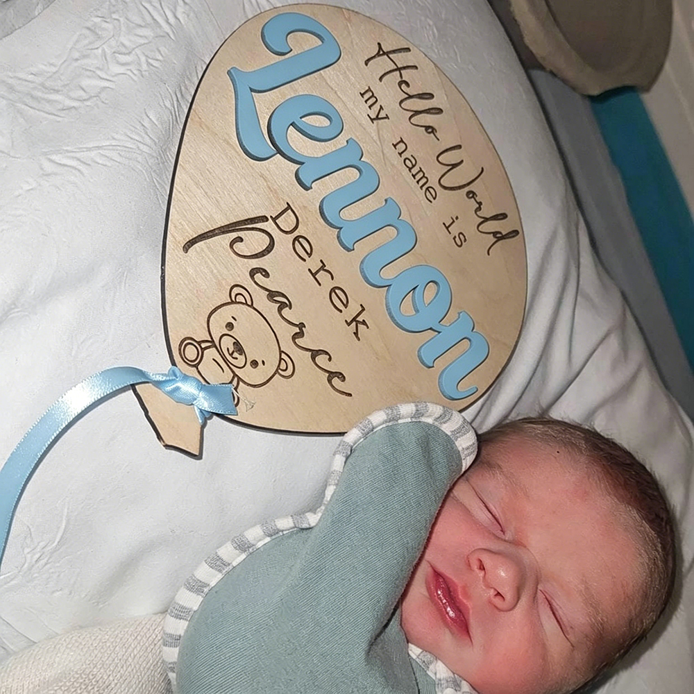 Personalized Wooden Hello World Baby Milestone Plaque | CWBaby501