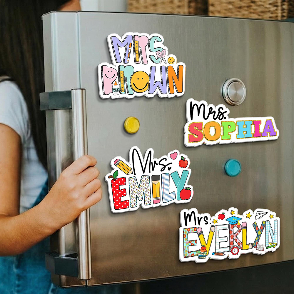 Personalized Illustrated Teacher Name Fridge Magnet | CWGift69