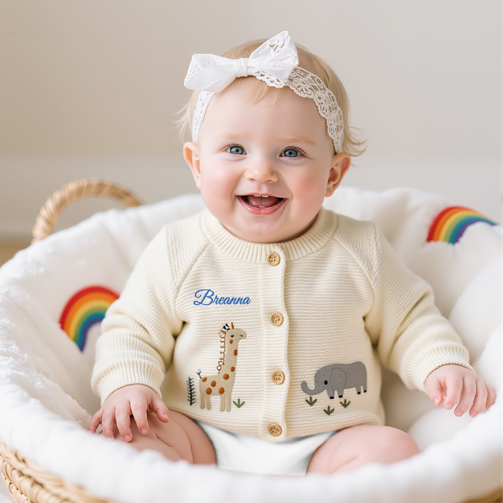 Personalized Baby Hand Embroidered Animal Cardigan| BBcloth99