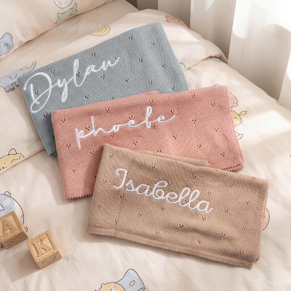 Personalized Embroidered Soft Crochet Baby Blanket | CWBaby505