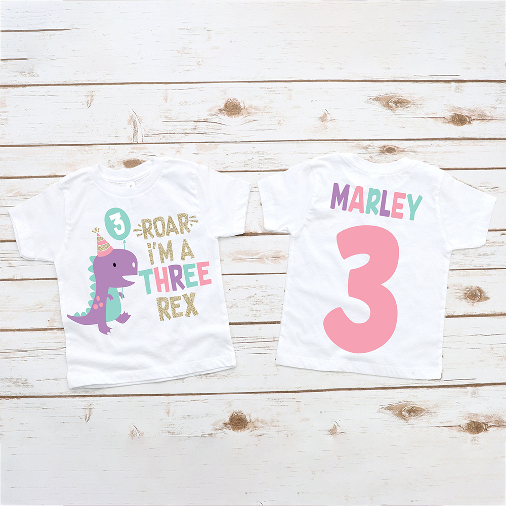 Personalized ROAR Dinosaur Theme Birthday T-Shirt | inBirth18