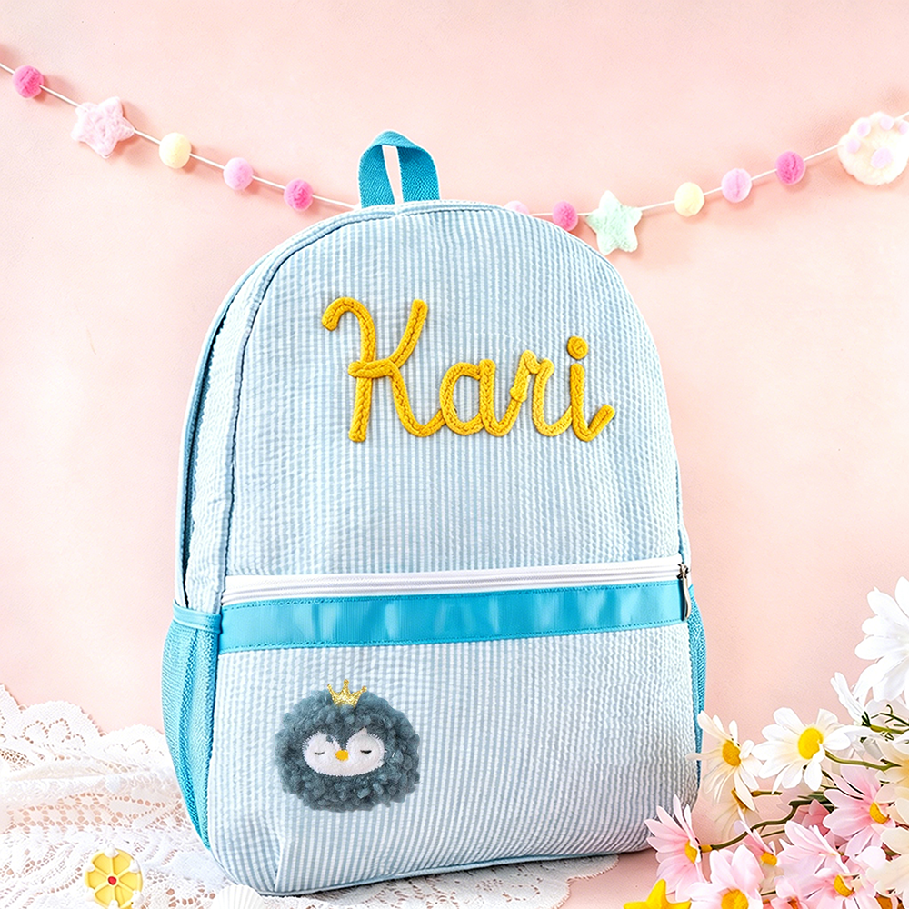 Personalized Kids Stripe Seersucker School Backpack | CWPack369