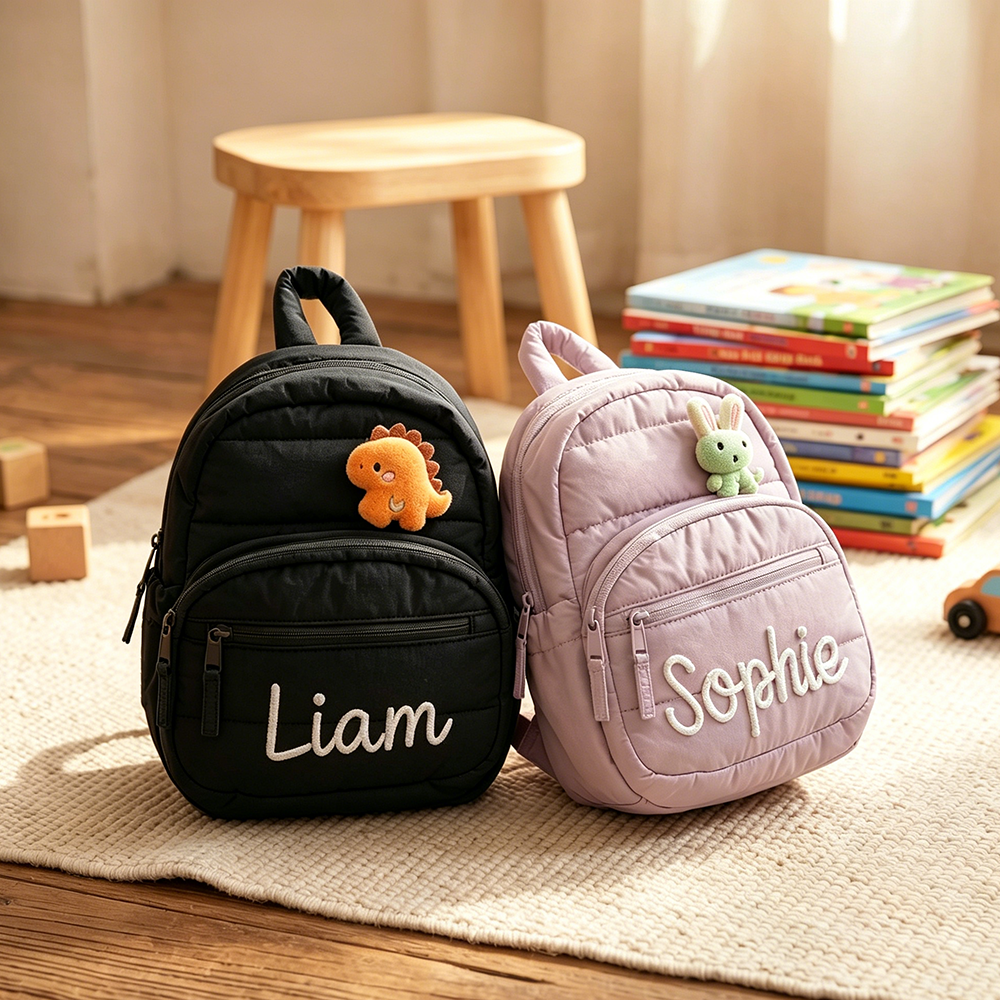 Personalized Hand Embroidery Quilted Baby Backpack | CWPack370