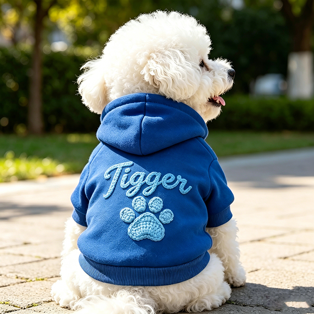 Personalized Hand Embroidery Lovely Paw Large Size Puppy Hoodie | BKPet512
