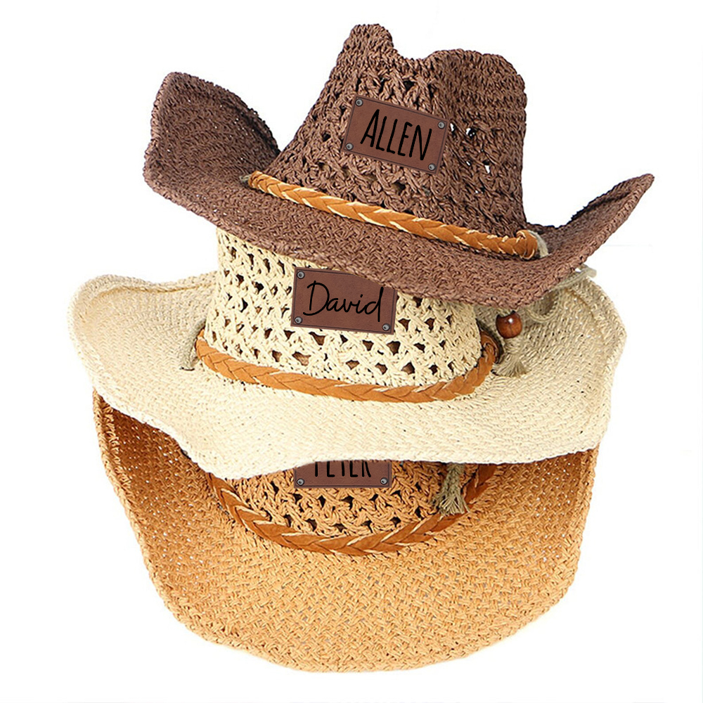 Personalized Summer Leather Patch Straw Hat for Comfort & Unique | CWBeach75
