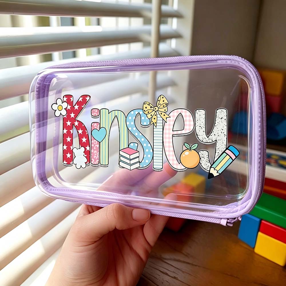 Personalized Kids Cute Doodle Hard Shell Zipper Pencil Box | CWPack375