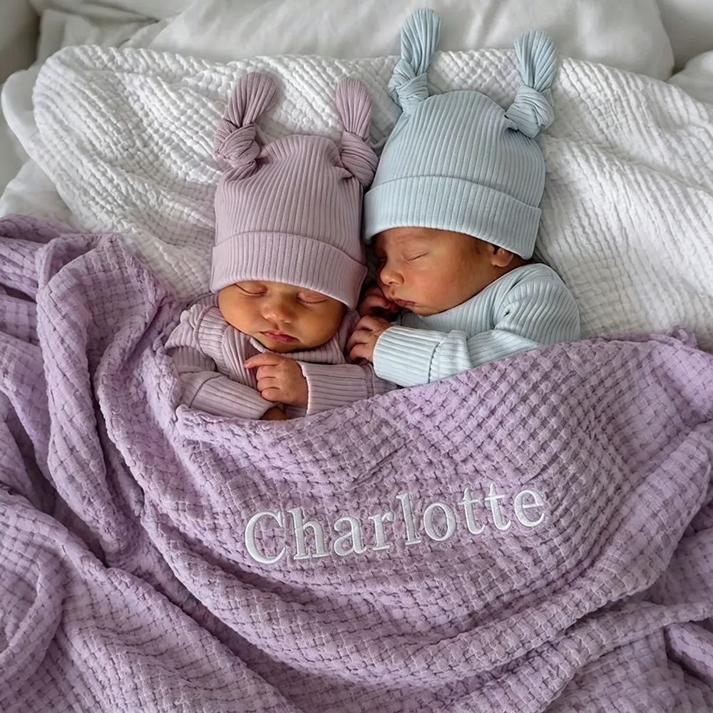 Personalized Embroidered Baby Waffle Cotton Blanket | CWBaby508