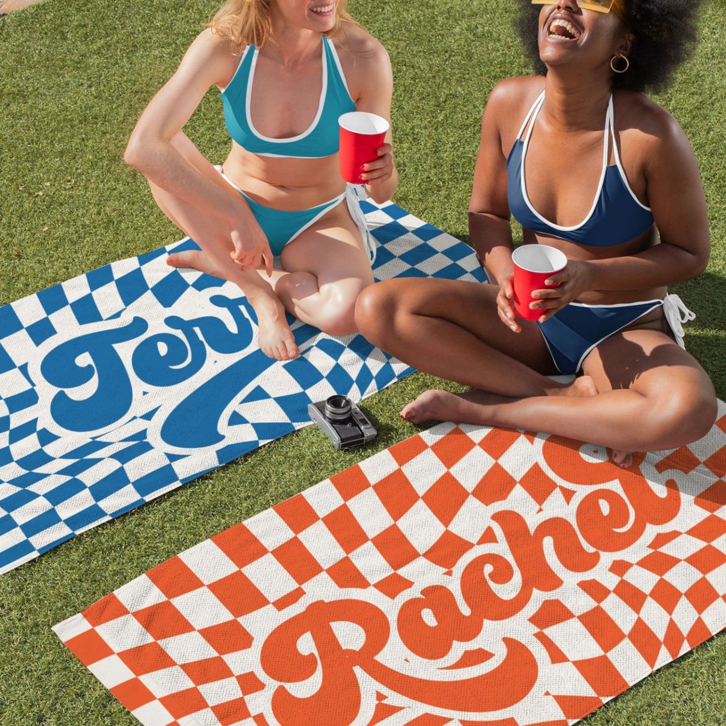 Personalized Lovely Checker Kid Towel for Summer & Beach | CWTowel113