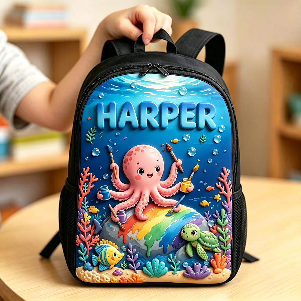 Personalized Kid Adorable Ocean Animals Backpack Set | CWPack383