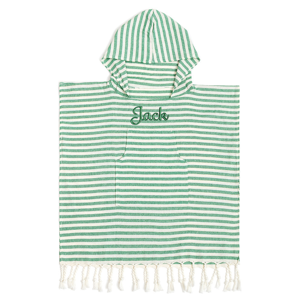 Personalized Embroidered Kids Stripe Hooded Beach Poncho | CWBeach262