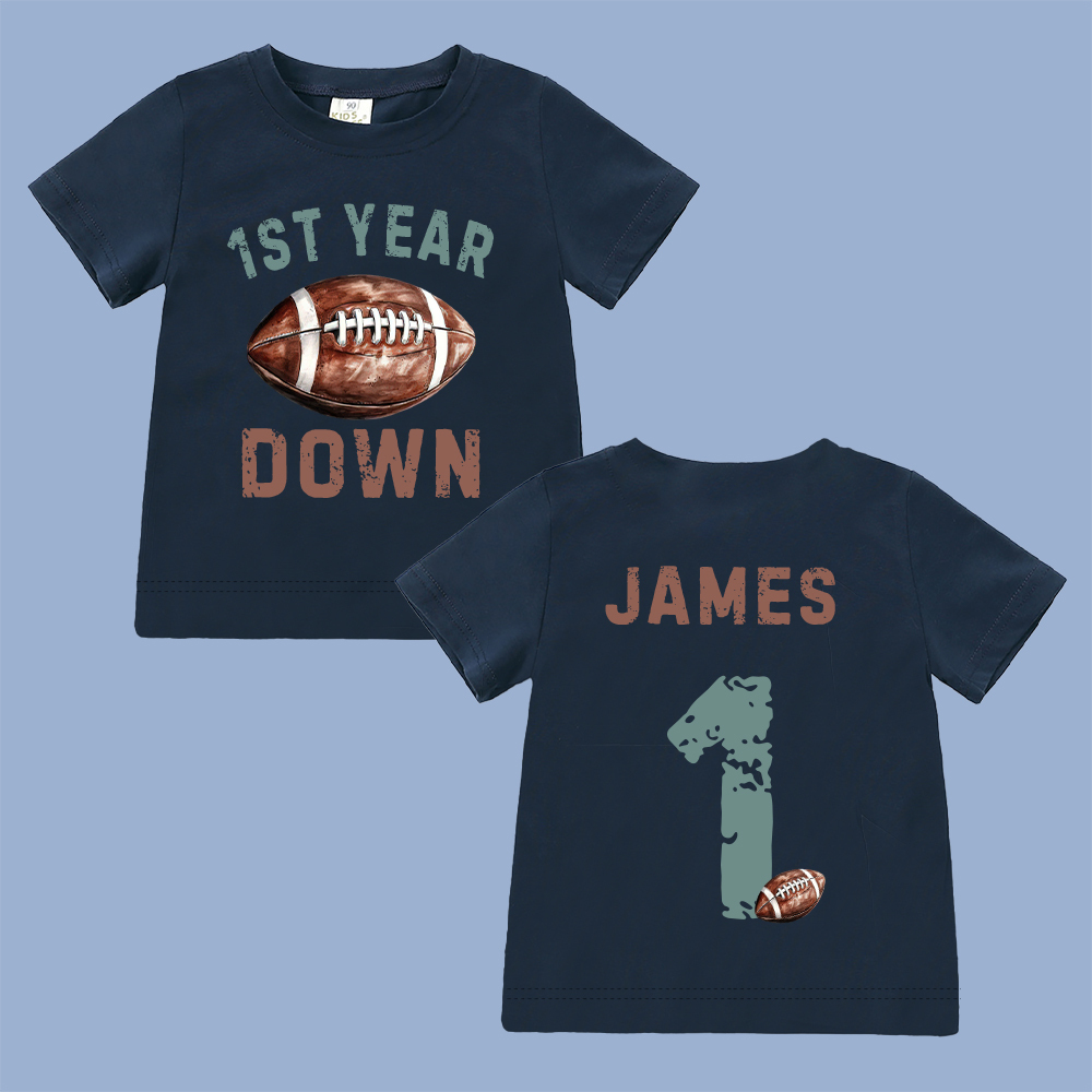 Personalized First Year Down Football Birthday T-Shirt | inBirth20