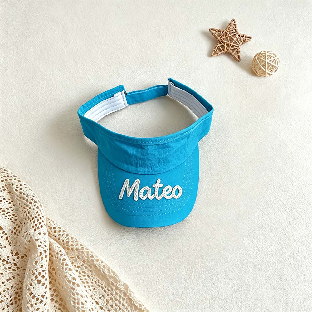 Personalized Hand Embroidery Kids Open-Top Summer Hat | CWBeach260