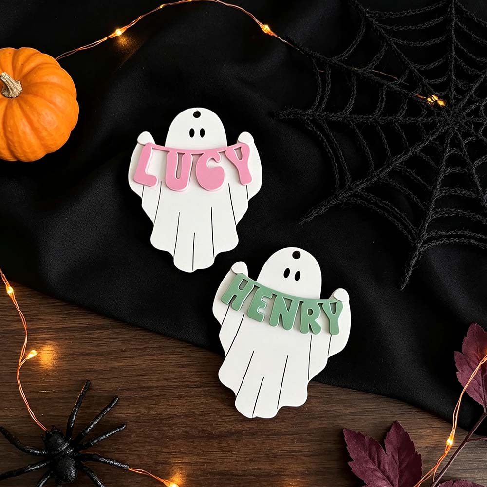 Personalized Halloween Cute Ghost Name Boo Basket Tag | CWHalloween89