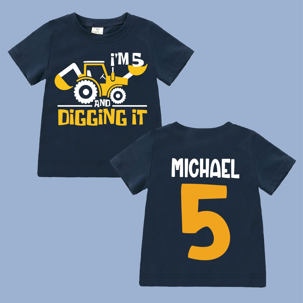 Personalized Digging It Construction Birthday T-Shirt | inBirth22