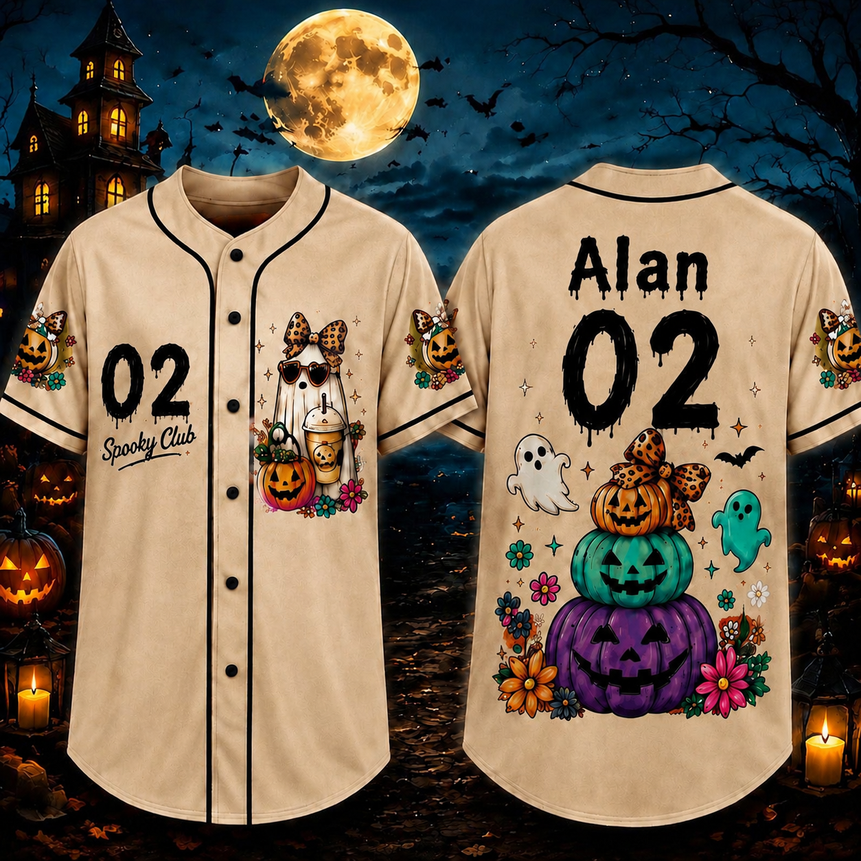 Personalized Halloween Button Up Baseball Jersey For Kid & Adult | CWHalloween91