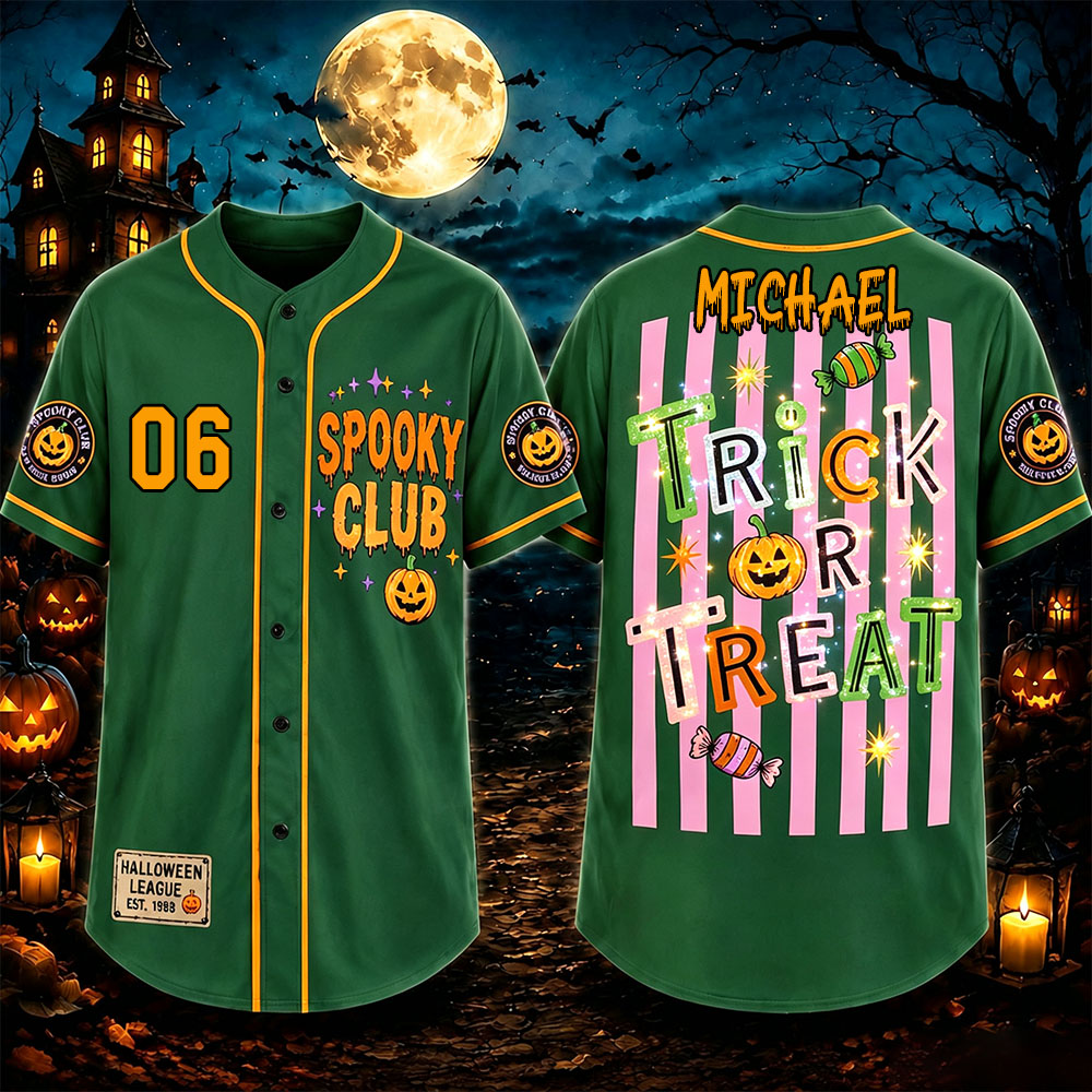 Personalized Halloween Button Up Baseball Jersey For Kid & Adult | CWHalloween94