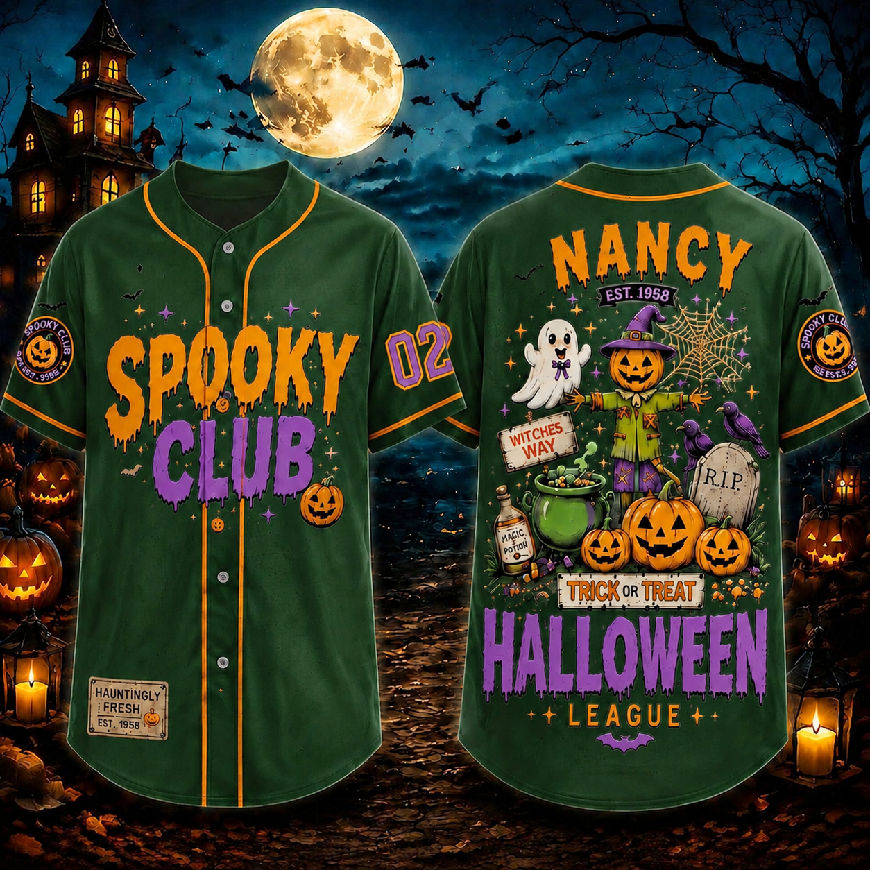 Personalized Halloween Button Up Baseball Jersey For Kid & Adult | CWHalloween92