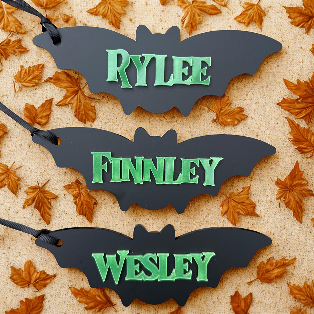 Personalized Halloween Glow in the Dark Bat Basket Decor | CWHalloween118