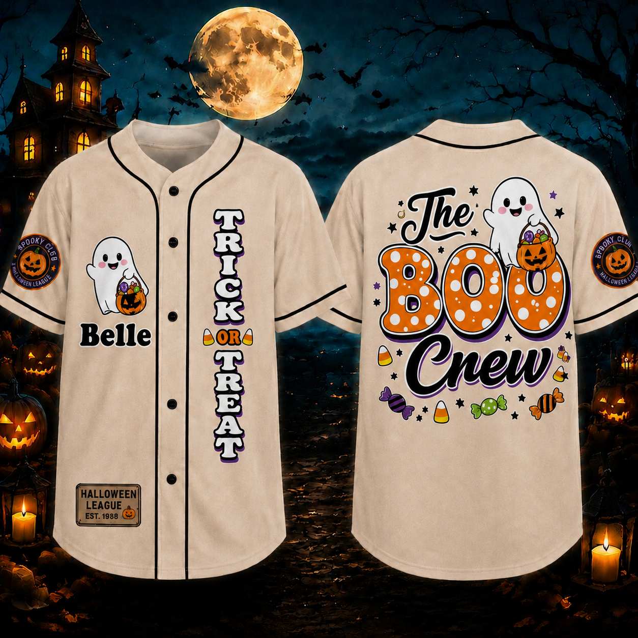 Personalized Halloween Button Up Baseball Jersey For Kid & Adult | CWHalloween110
