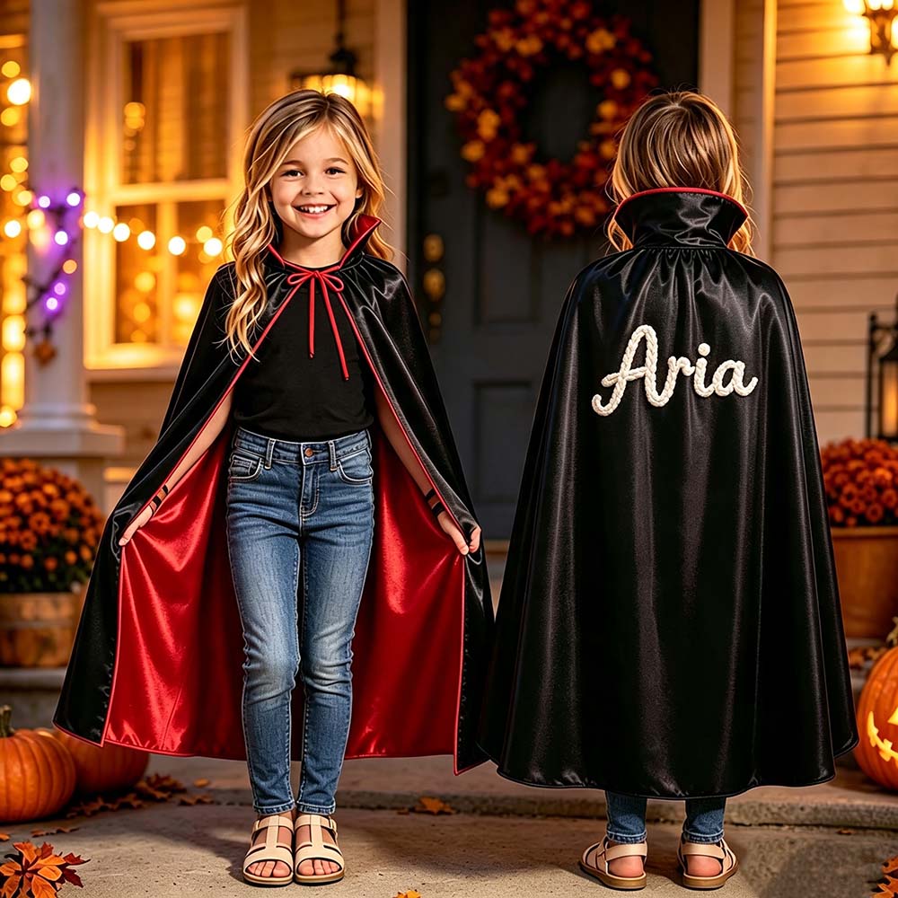 Personalized Hand Embroidered Halloween Kids Cape | CWHalloween120